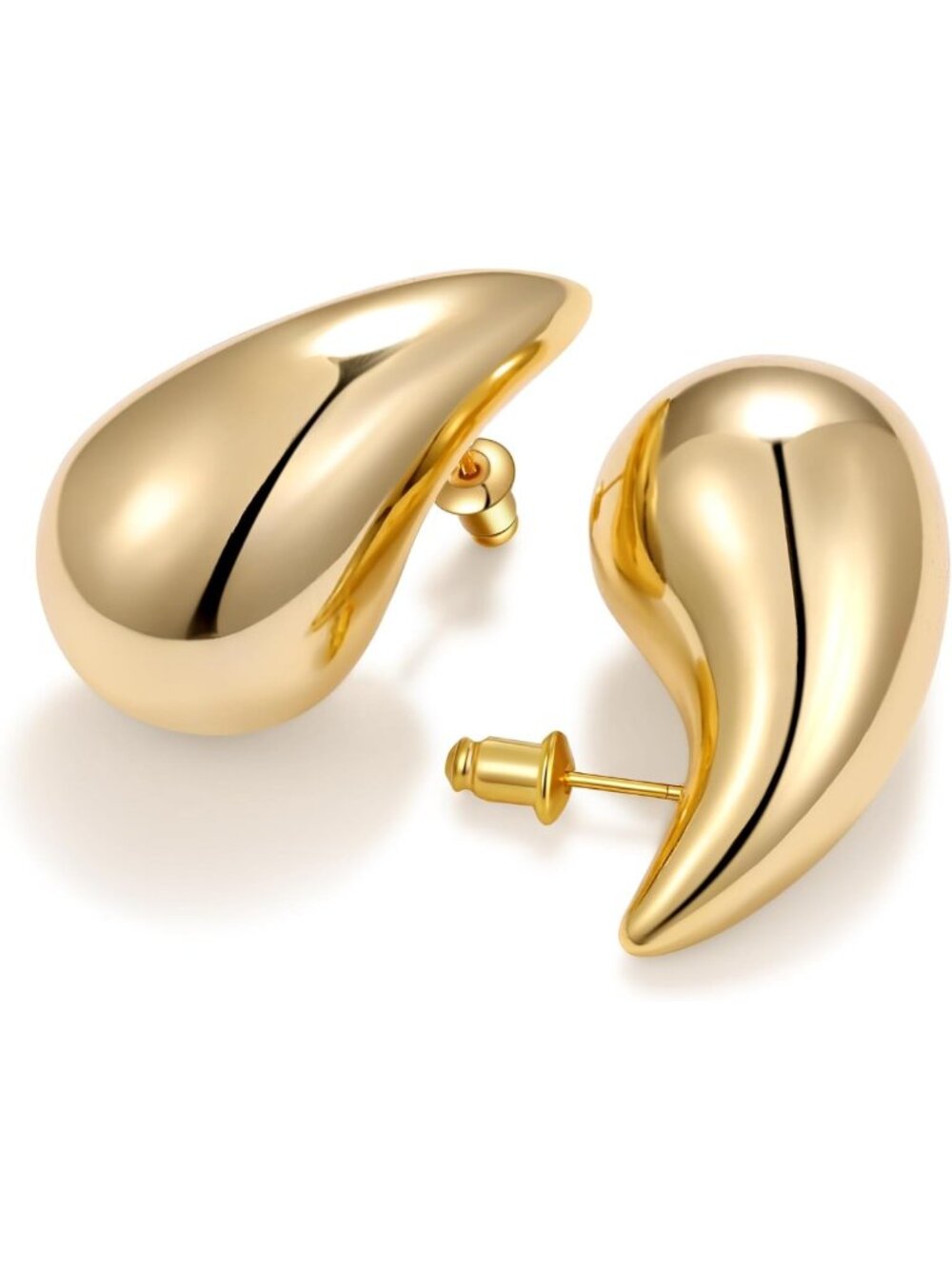 Teardrop Earrings for Women, 14K Gold Plated Chunky Drops